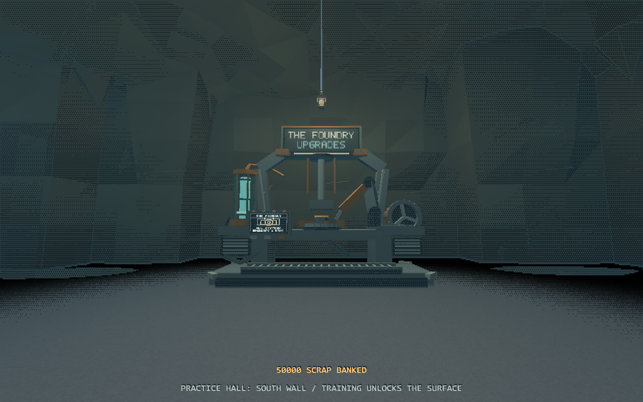 The Foundry upgrade machine inside the rebuilt rocky lair.